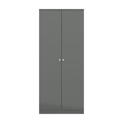 Denver 2 Door Wardrobe Bedroom Set Grey Gloss