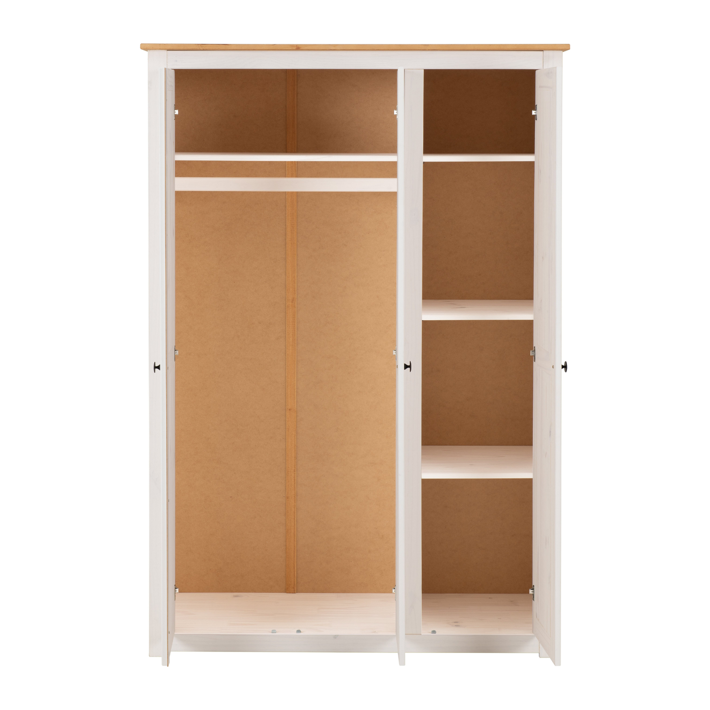 Panama 3 Door Wardrobe - White & Natural Wax Finish
