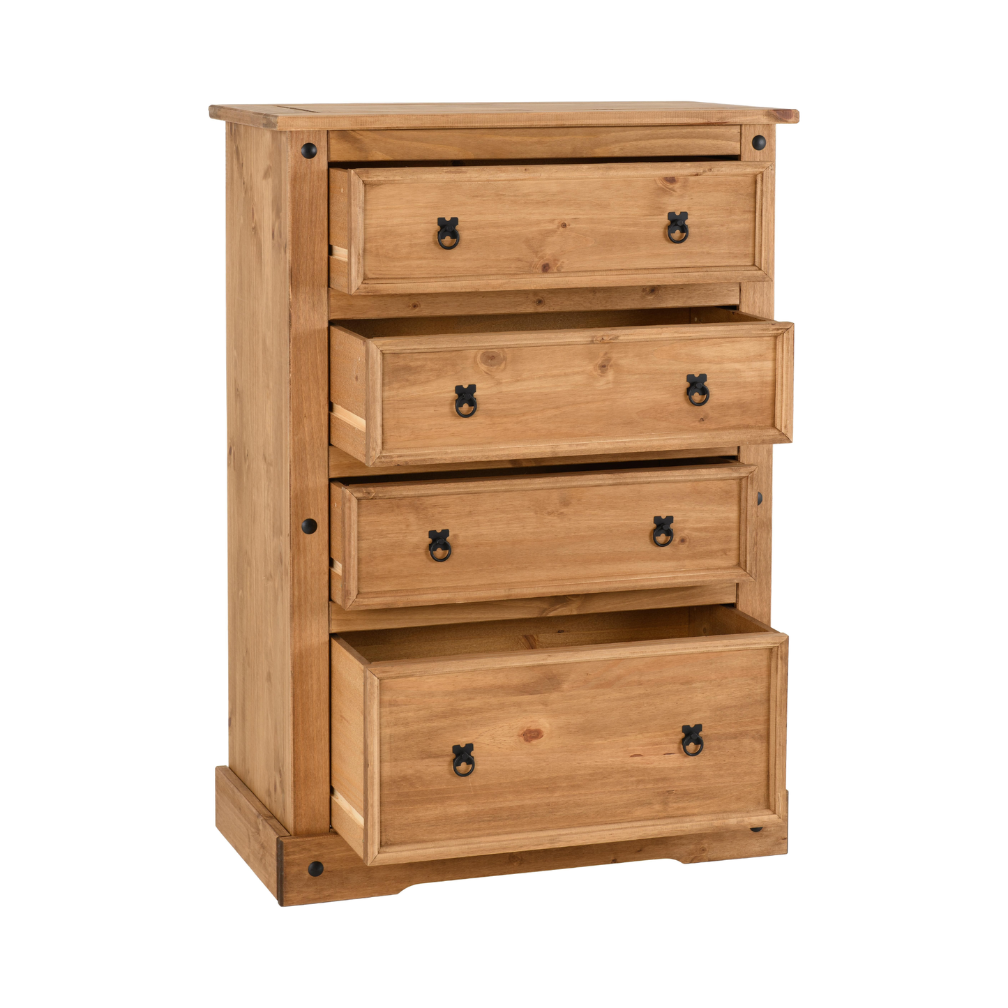 Corona 4 Drawer Chest – Distressed Waxed Pine, Rustic Storage