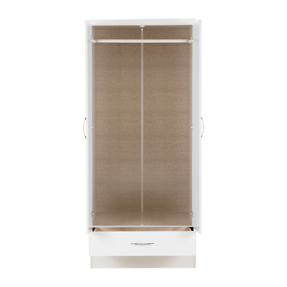 Nevada Mirrored 2 Door Wardrobe - White Gloss