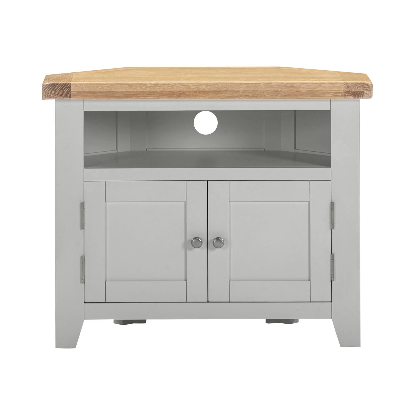 Windsor Corner TV Unit - Pebble Grey/Oak - Hardwood & Plywood