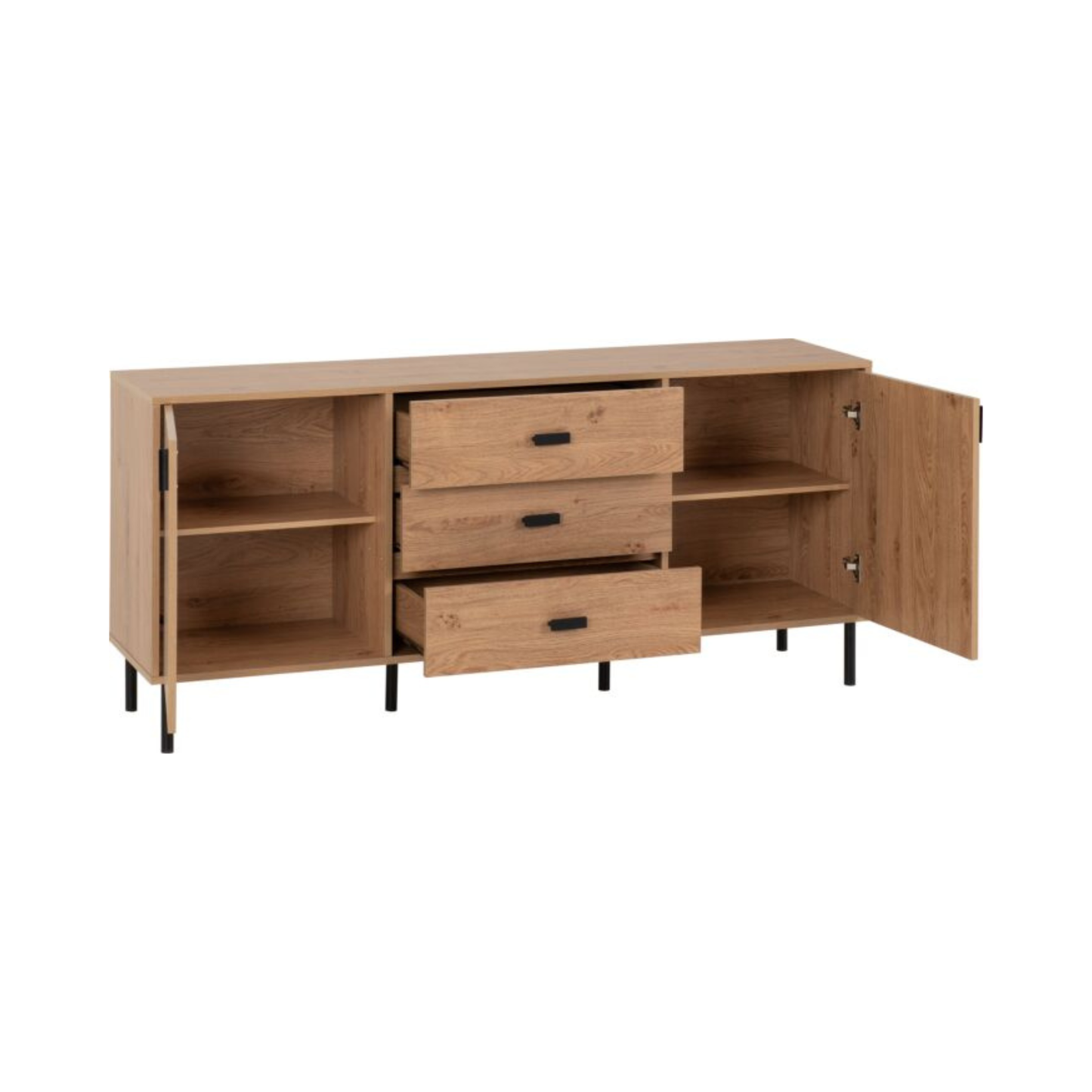 Leon 2 Door 3 Drawer Sideboard – Medium Oak Effect