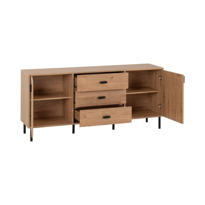 Leon 2 Door 3 Drawer Sideboard – Medium Oak Effect