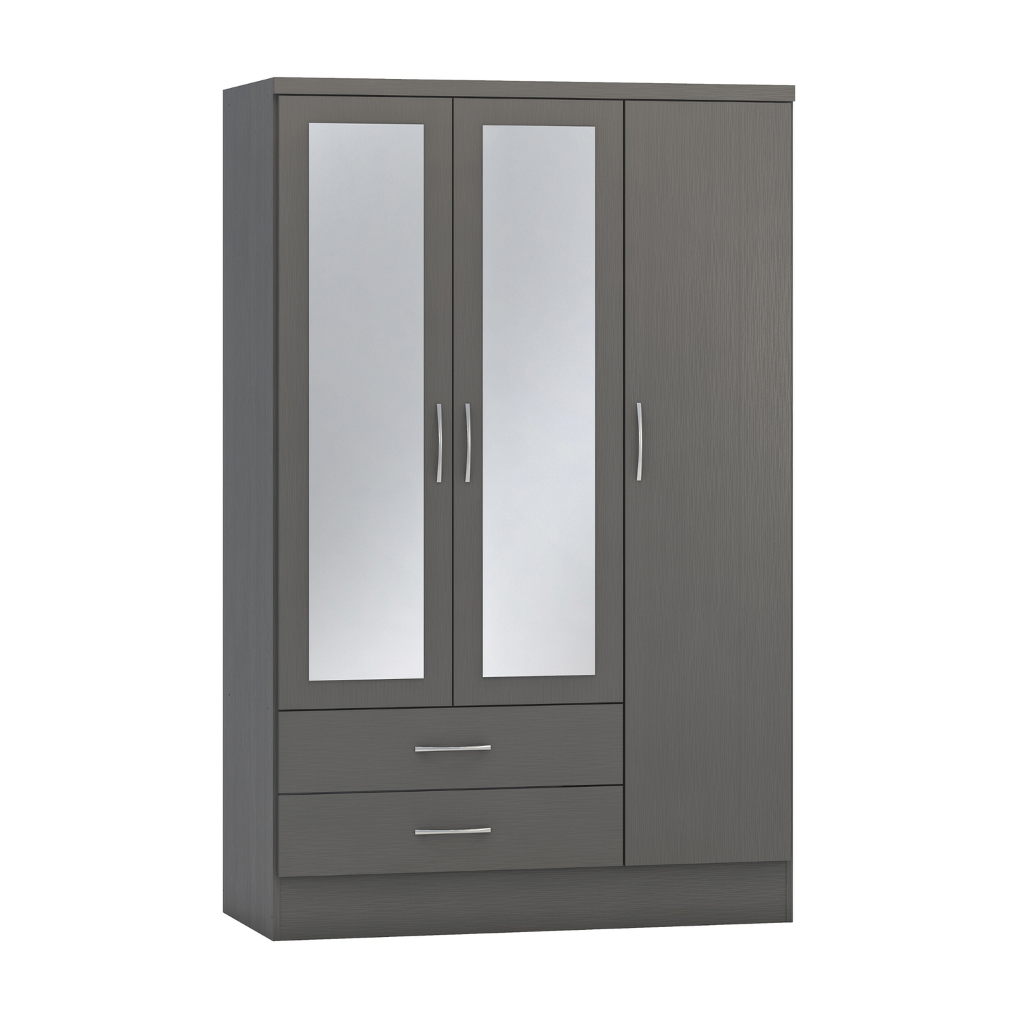 Nevada 3 Door 2 Drawer Wardrobe - 3D Effect Grey