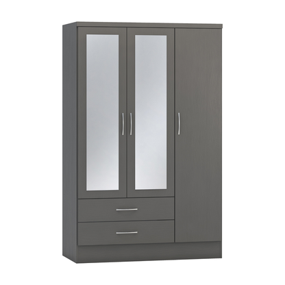 Nevada 3 Door 2 Drawer Wardrobe - 3D Effect Grey