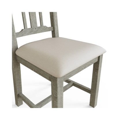 Bowood Pair of Fabric Seat Dining Chairs – Solid Wood Limewash