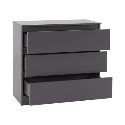Malvern 3 Drawer Chest – Grey, Stylish Bedroom Storage