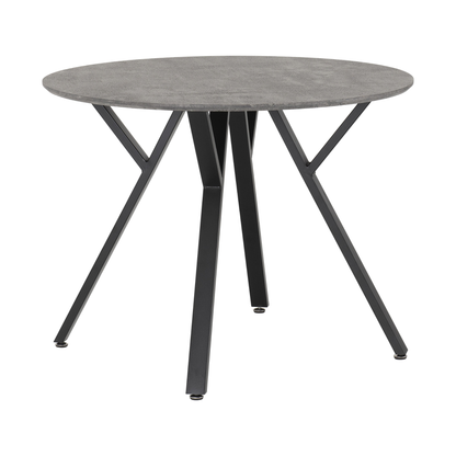 Athens Round Dining Set with 4 Lukas Chairs - Concrete & Grey Velvet