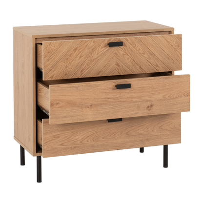Leon 3 Drawer Chest – Medium Oak Effect, Stylish Bedroom Storage
