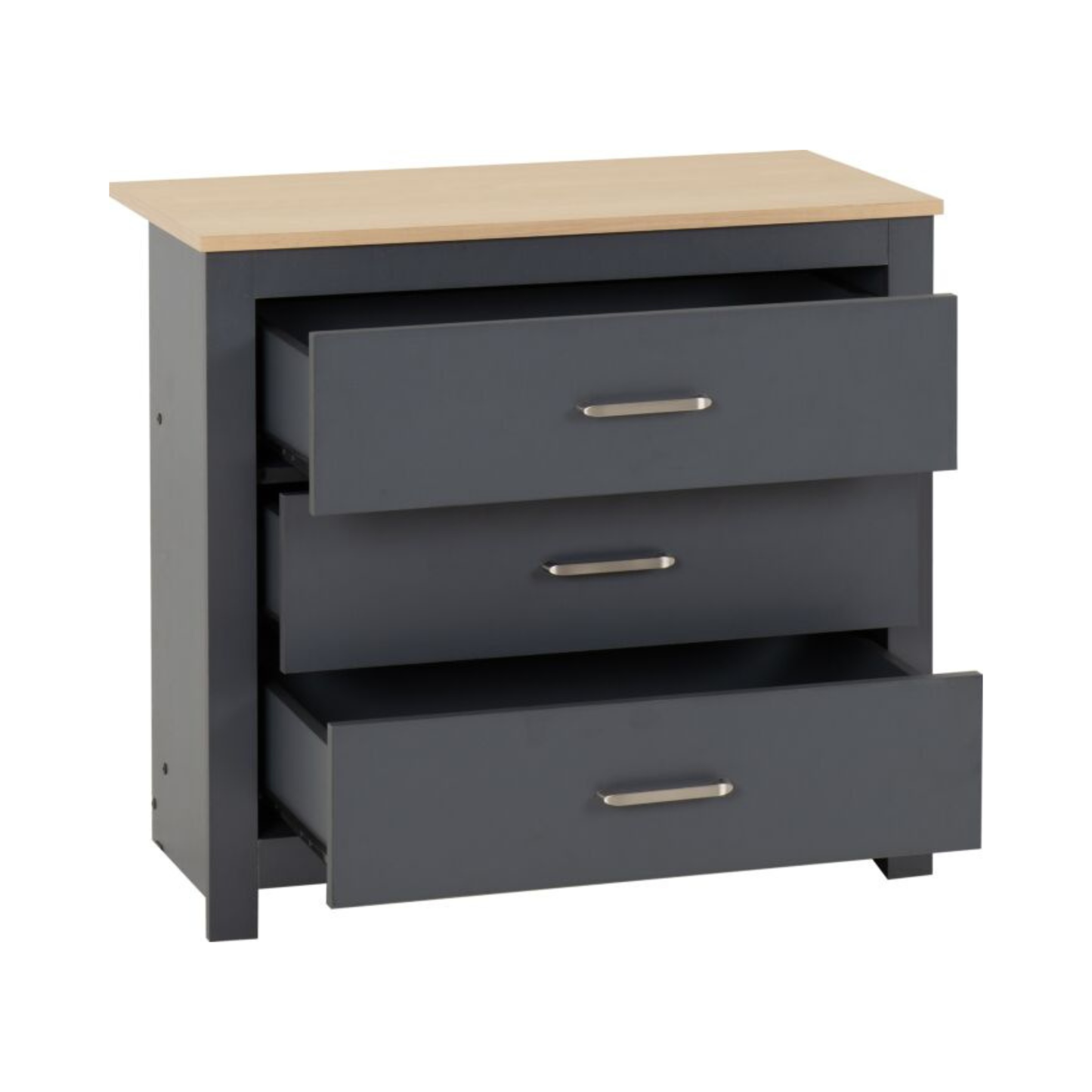 Portland 3 Drawer Chest - Grey/Oak Effect