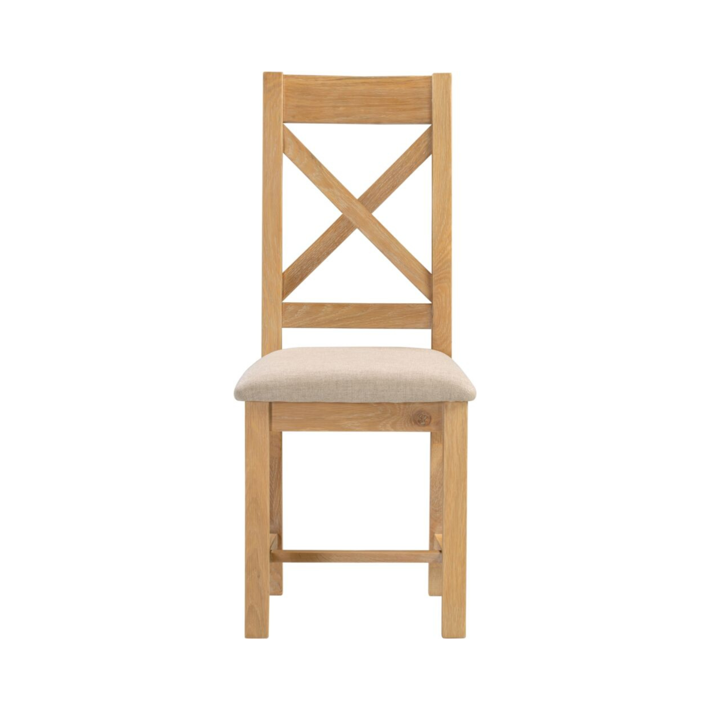 Windsor Cross Back Dining Chair Set - Natural Oak/Oat Fabric (Pair)