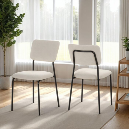 Sheldon Dining Chair Set - Ivory Boucle Fabric (Pack of 4)