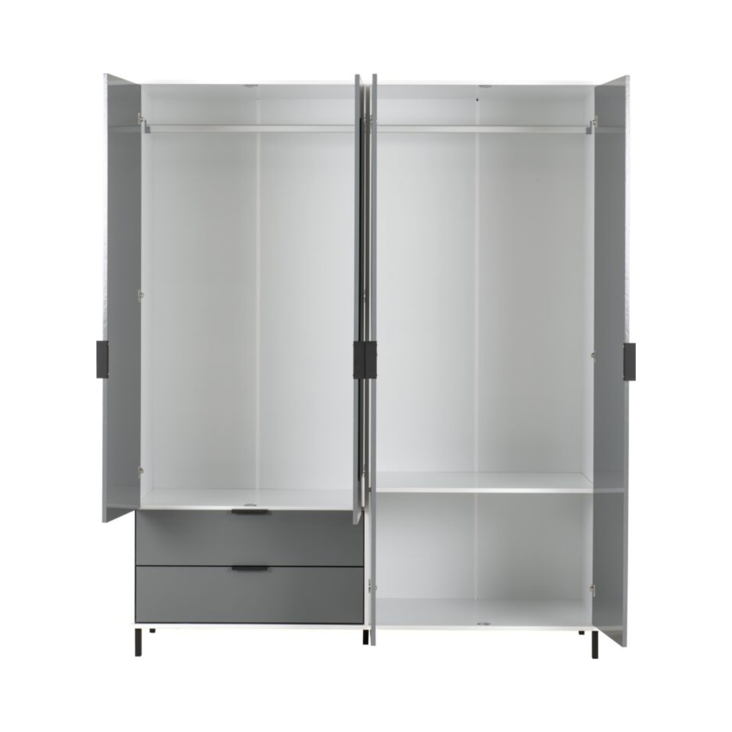 Madrid 4 Door 2 Drawer Wardrobe – Grey/White Gloss