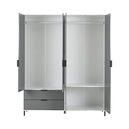 Madrid 4 Door 2 Drawer Wardrobe – Grey/White Gloss