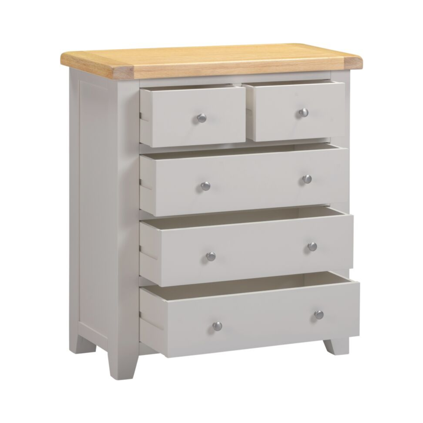 Windsor 3+2 Drawer Chest – Pebble Grey with Oak Top