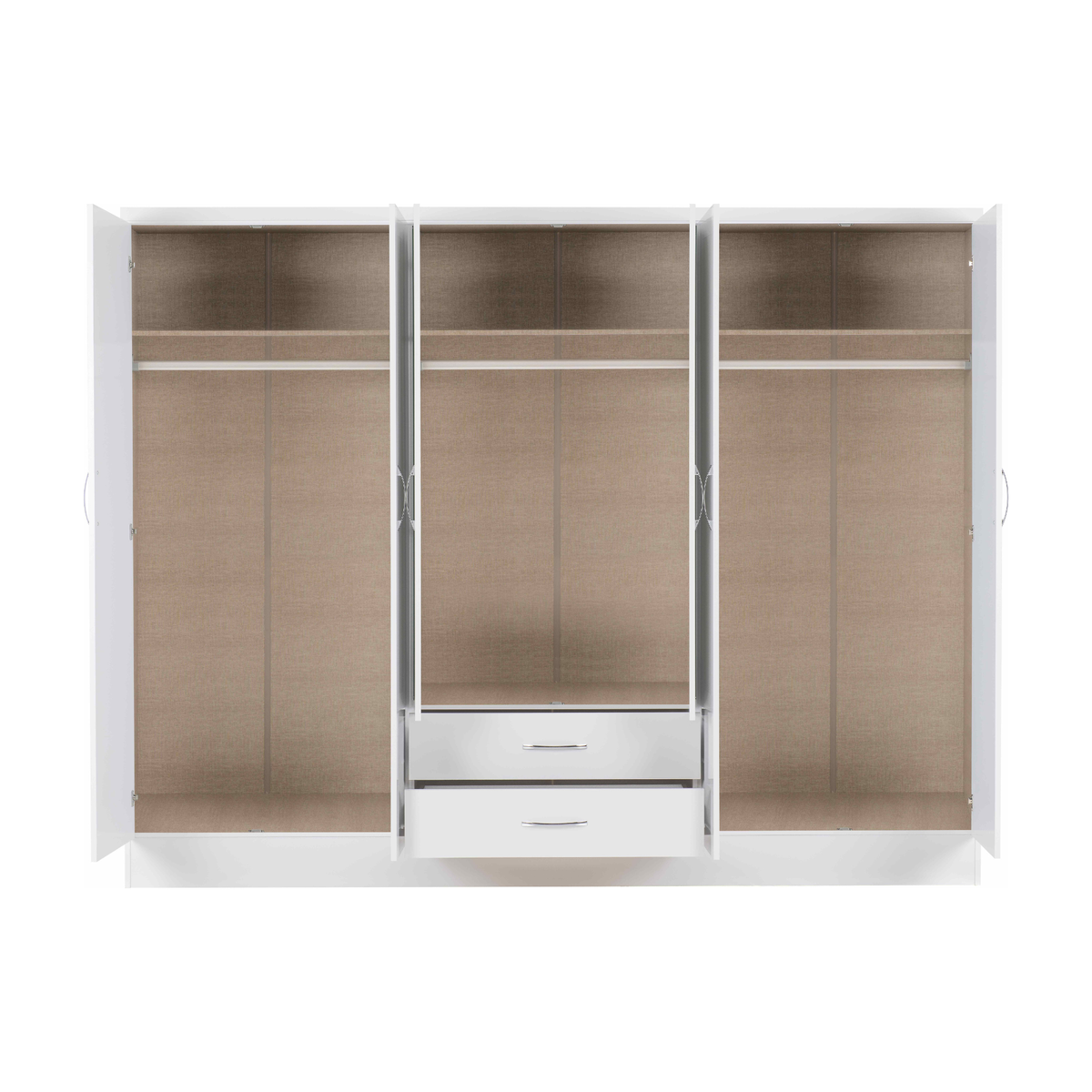 Nevada 6 Door 2 Drawer Wardrobe - White Gloss