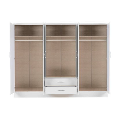 Nevada 6 Door 2 Drawer Wardrobe - White Gloss