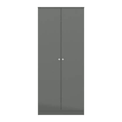 Denver Trio Set Grey Gloss Wardrobe Chest & Bedside