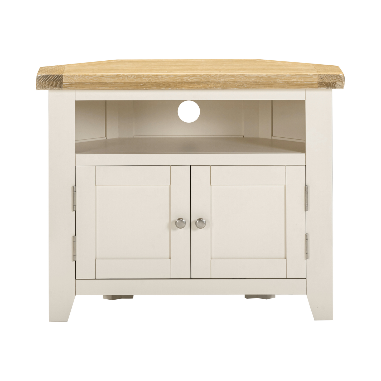 Windsor Corner TV Unit - Ivory/Oak - Hardwood & Plywood