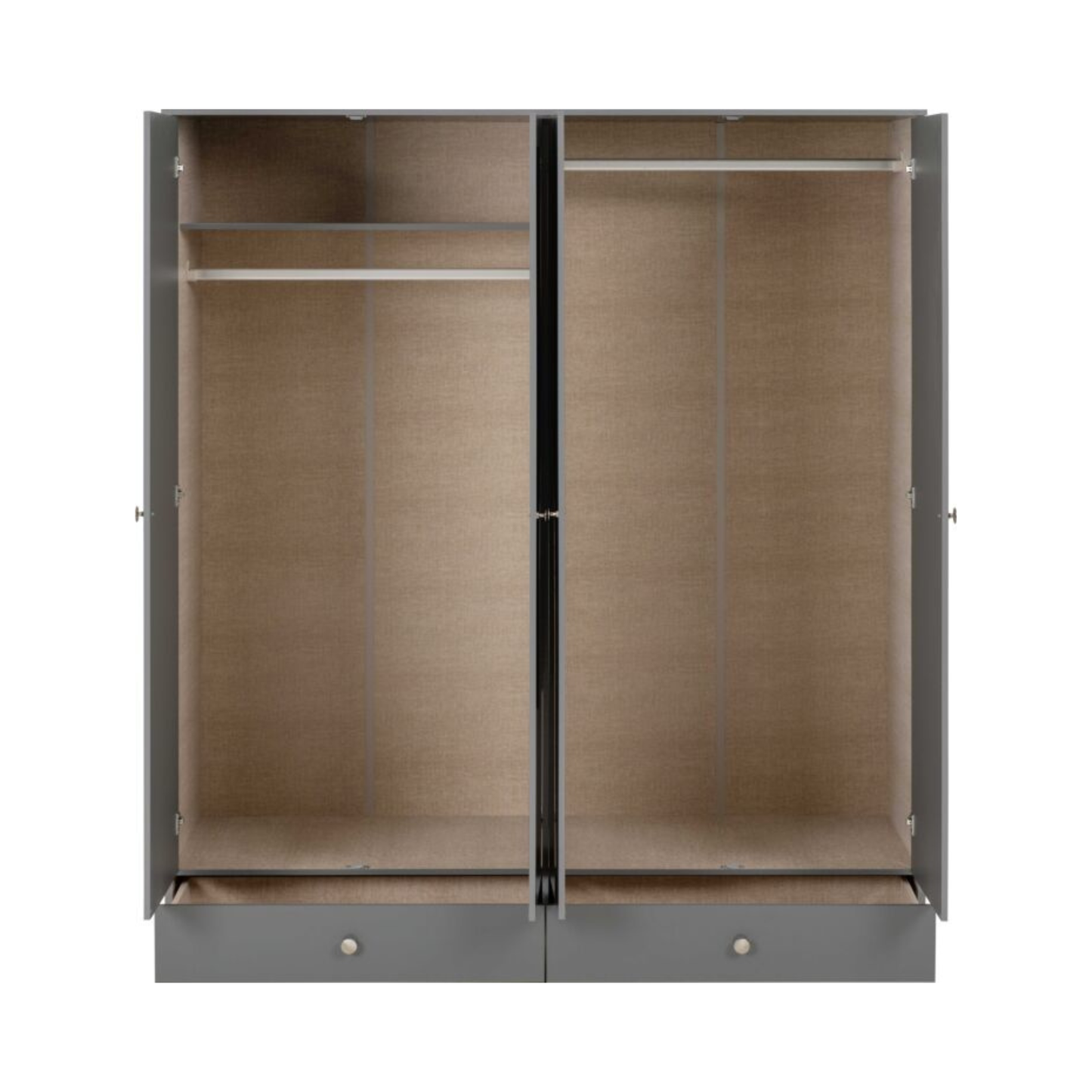 Denver 4 Door 2 Drawer Mirrored Wardrobe – Grey Gloss