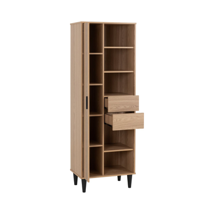 Tessa 1 Door 2 Drawer Bookcase Unit – Natural Oak Storage