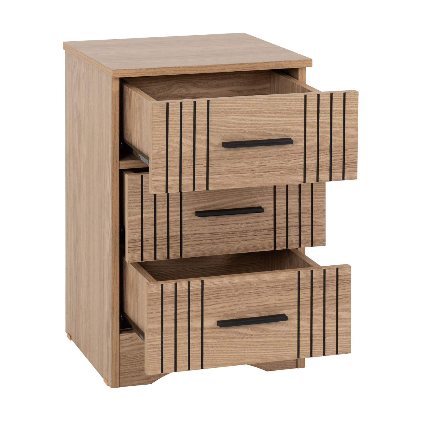 Tessa 3 Drawer Bedside – Natural Oak Effect Storage