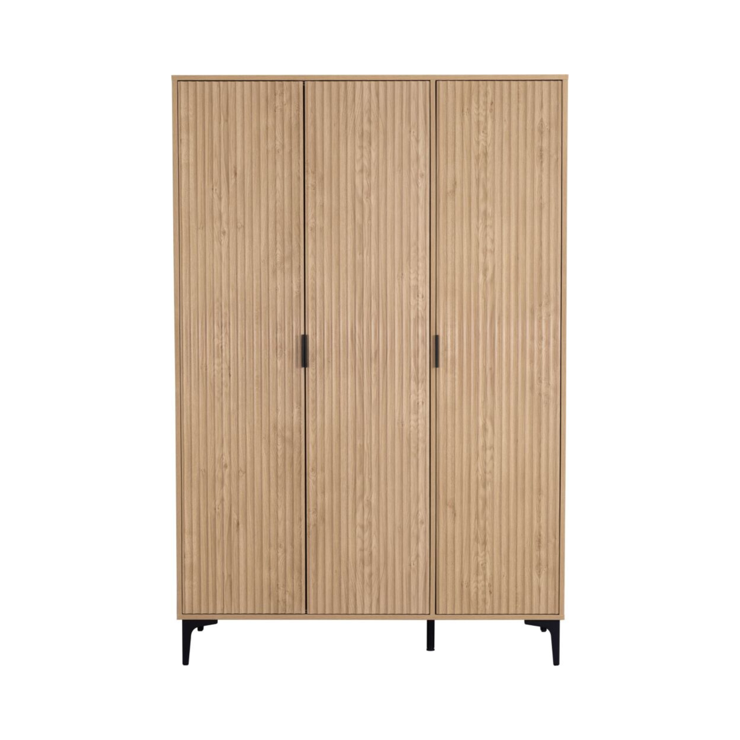 Miami 3 Door Wardrobe – Oak Effect & Black, Dual Storage