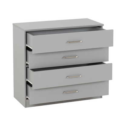 Dakota 4 Drawer Chest – Light Grey, Stylish Bedroom Storage