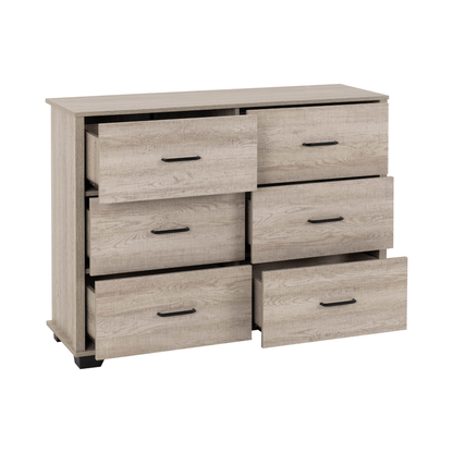 Oliver 6 Drawer Chest - Light Oak Effect
