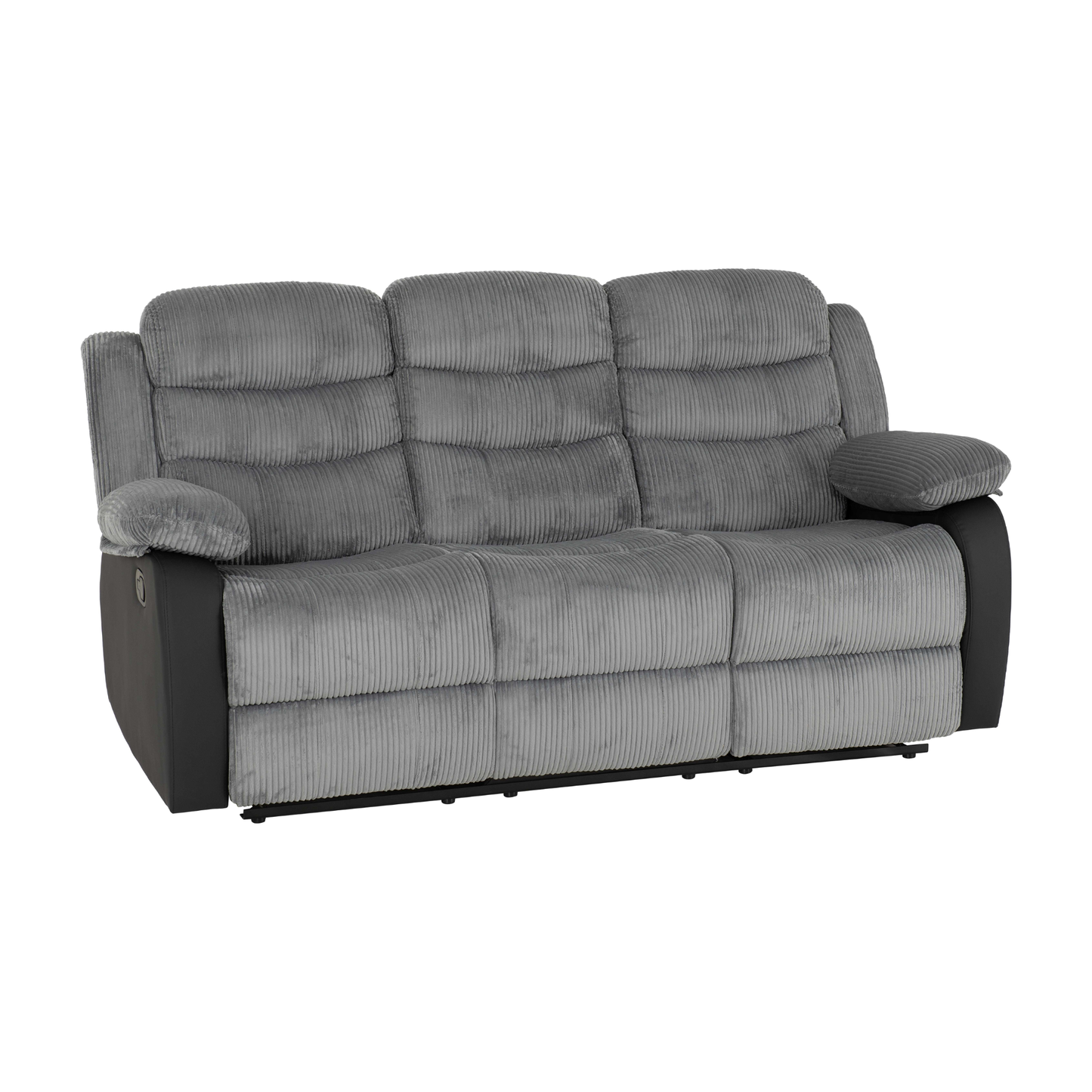 Roma 3+2 Recliner Suite - Grey Cord Fabric/Black Faux Leather