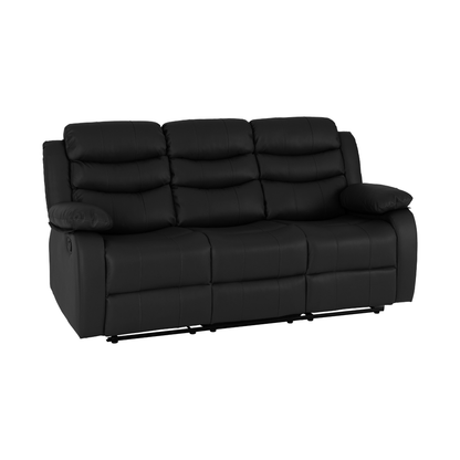 Roma 3+2 Recliner Suite - Black Faux Leather