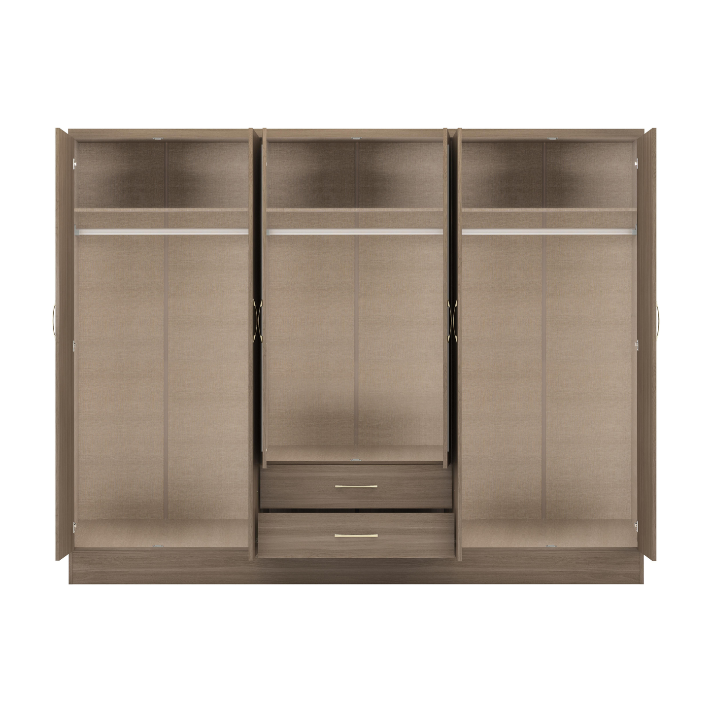 Nevada 6 Door 2 Drawer Wardrobe - Rustic Oak Effect