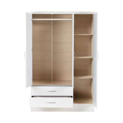 Nevada 3 Door 2 Drawer Wardrobe - White Gloss