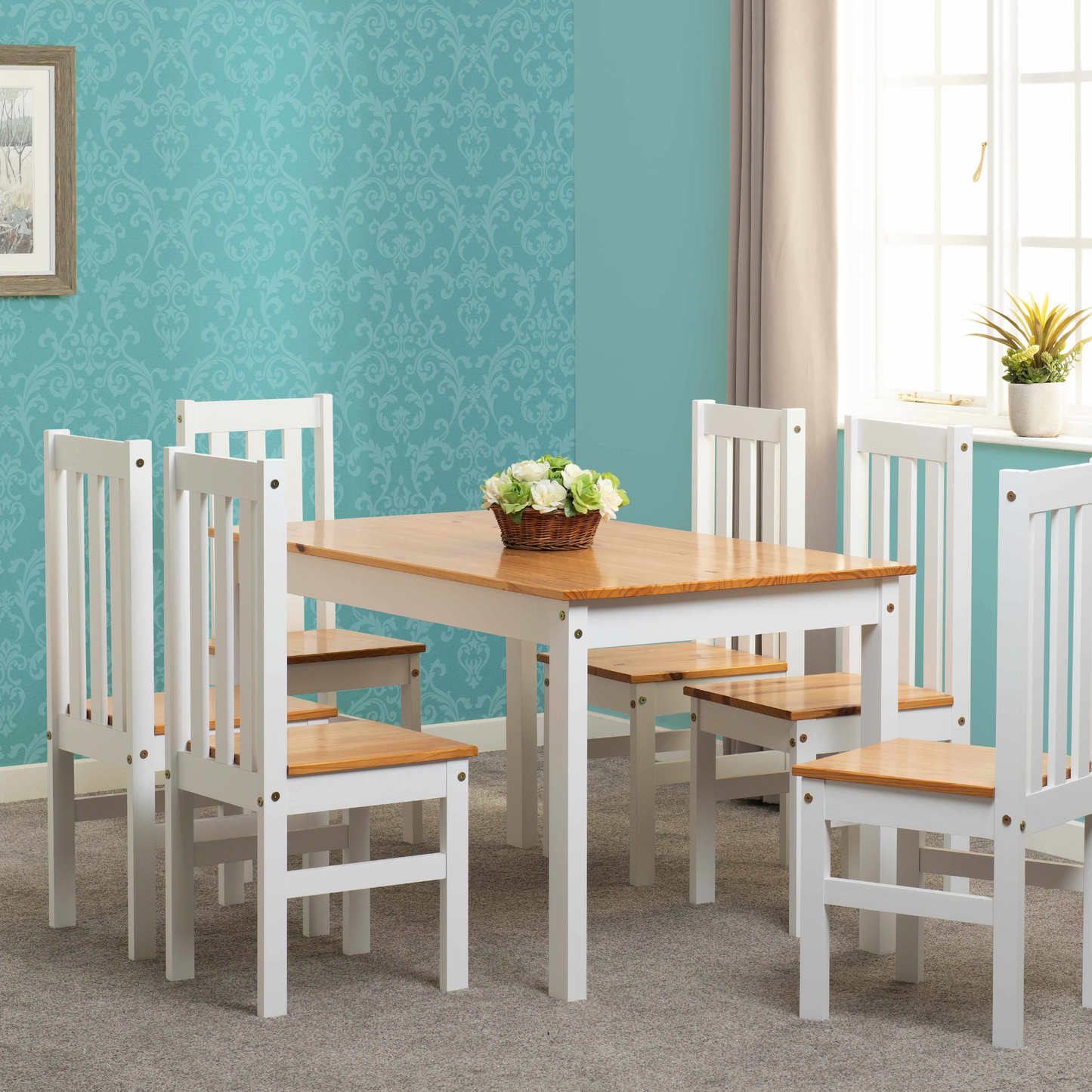 Ludlow 1+6 Dining Set - White/Oak Effect
