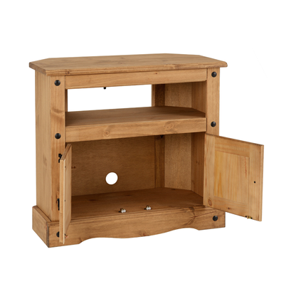 Corona Corner TV Cabinet - Distressed Waxed Pine
