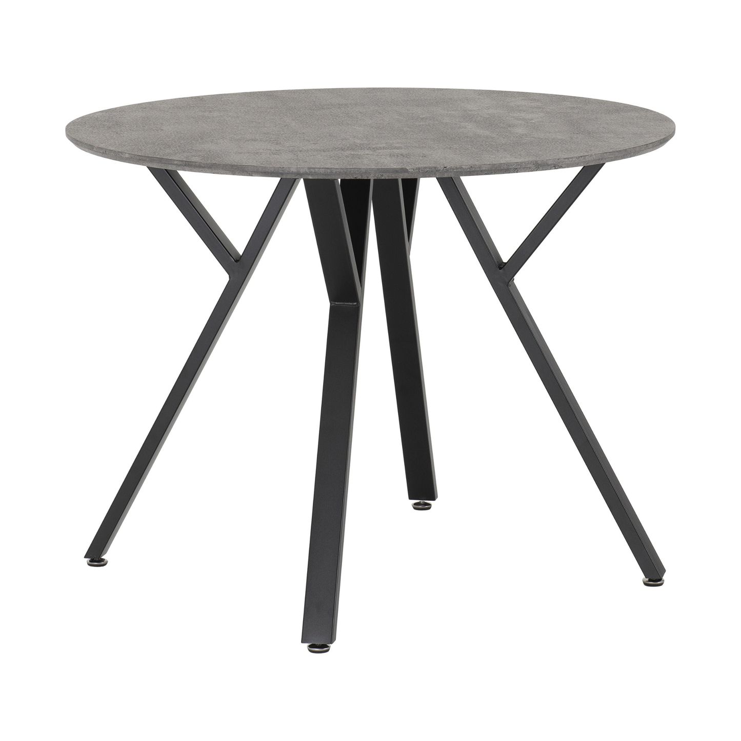 Athens Round Dining Set with 4 Lukas Chairs - Concrete & Sapphire Blue Velvet