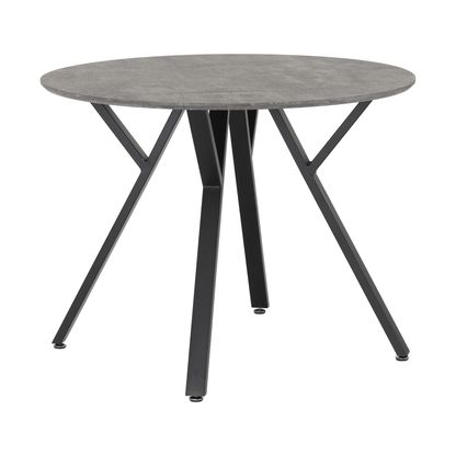 Athens Round Dining Set with 4 Lukas Chairs - Concrete & Sapphire Blue Velvet