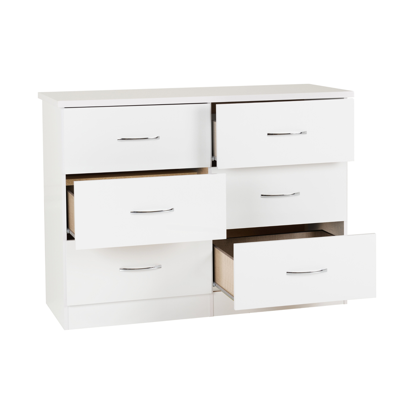 Nevada 6 Drawer Chest - White Gloss