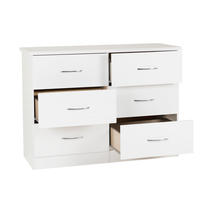 Nevada 6 Drawer Chest - White Gloss