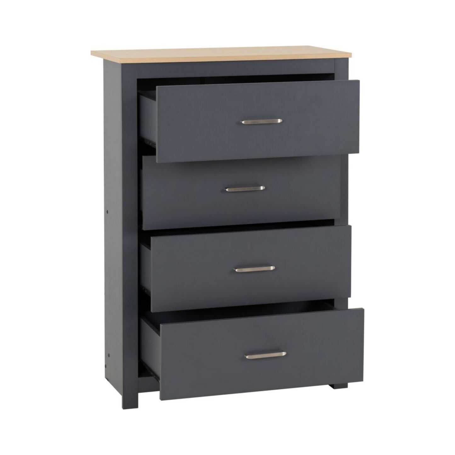 Portland 4 Drawer Chest - Grey/Oak Effect