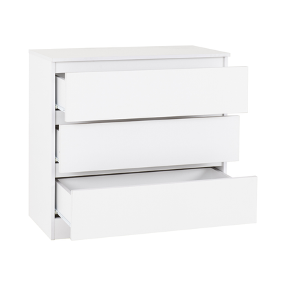 Malvern 3 Drawer Chest – White, Stylish Bedroom Storage