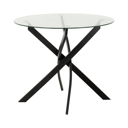 Sheldon Round Glass Dining Set - Clear Glass/Ivory Boucle