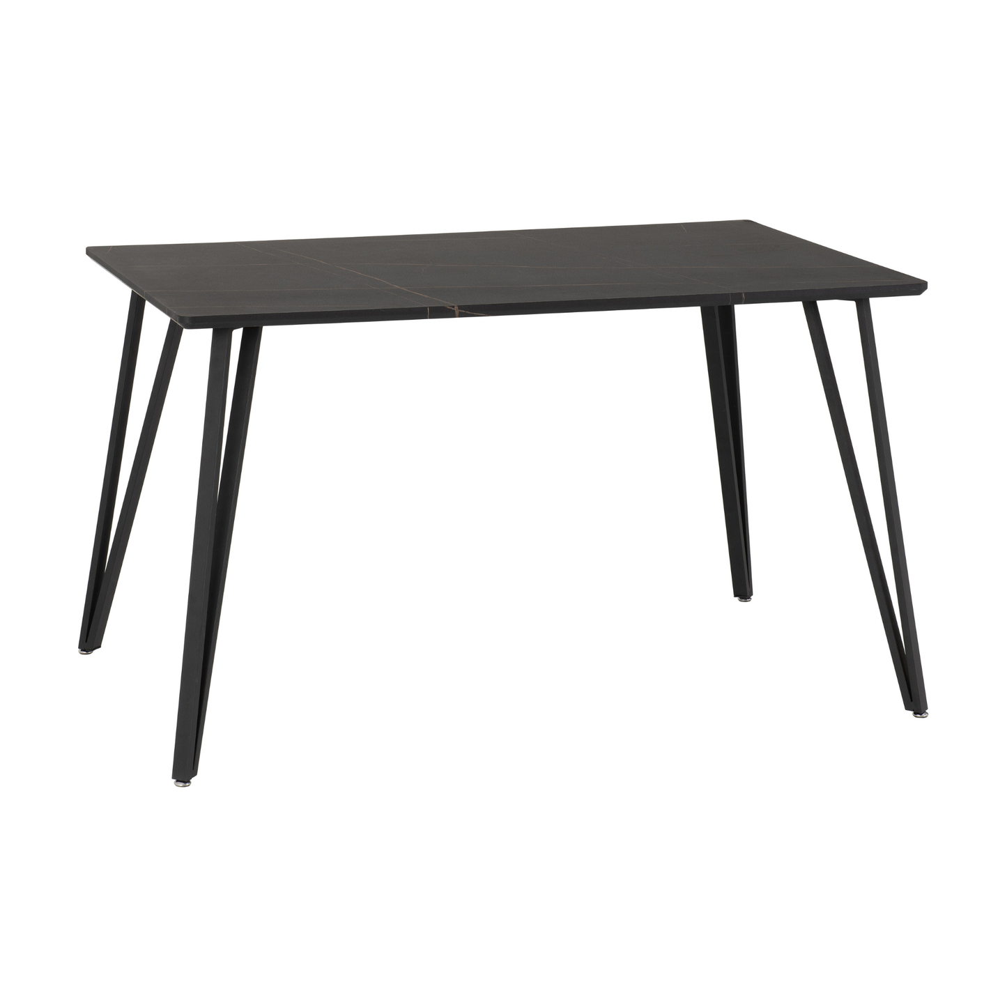 Marlow & Quebec Dining Set – Black Marble & Brown Faux Leather