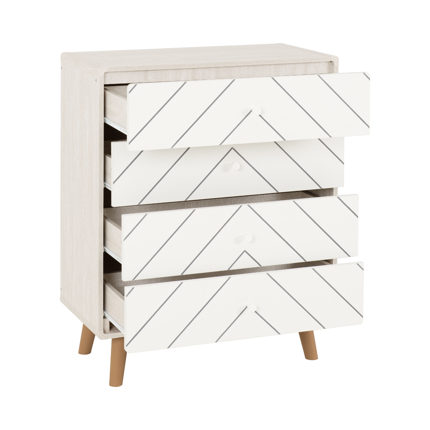 Dixie 4 Drawer Chest – Dusty Grey/White, Modern Bedroom Storage