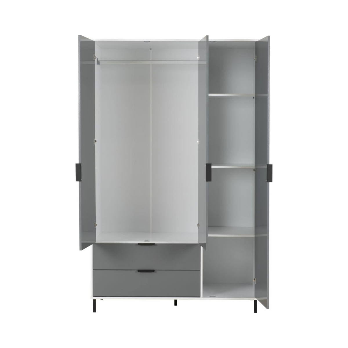 Madrid 3 Door 2 Drawer Wardrobe – Grey/White Gloss