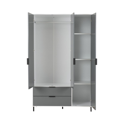 Madrid 3 Door 2 Drawer Wardrobe – Grey/White Gloss