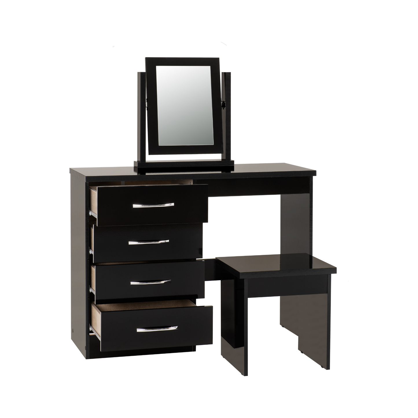 Nevada Dressing Table Set - Black Gloss