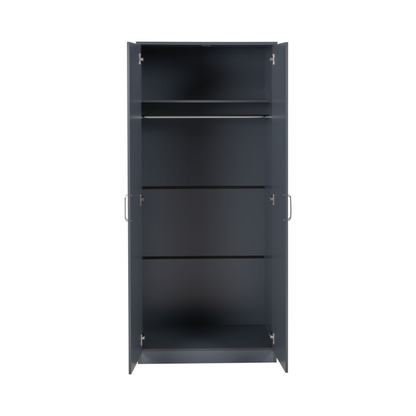 Dakota 2 Door Wardrobe – Dark Grey | Compact Hanging Storage