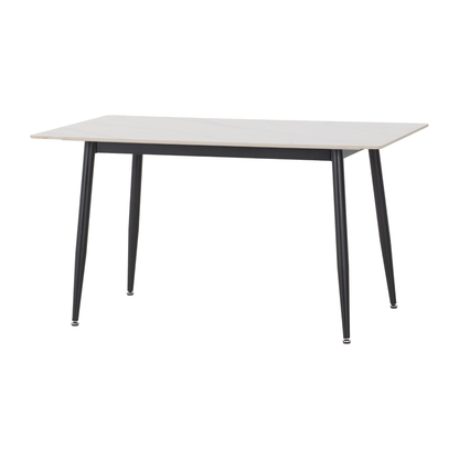 Fenton Dining Set with 4 Chairs - White & Dark Grey Suede Fabric
