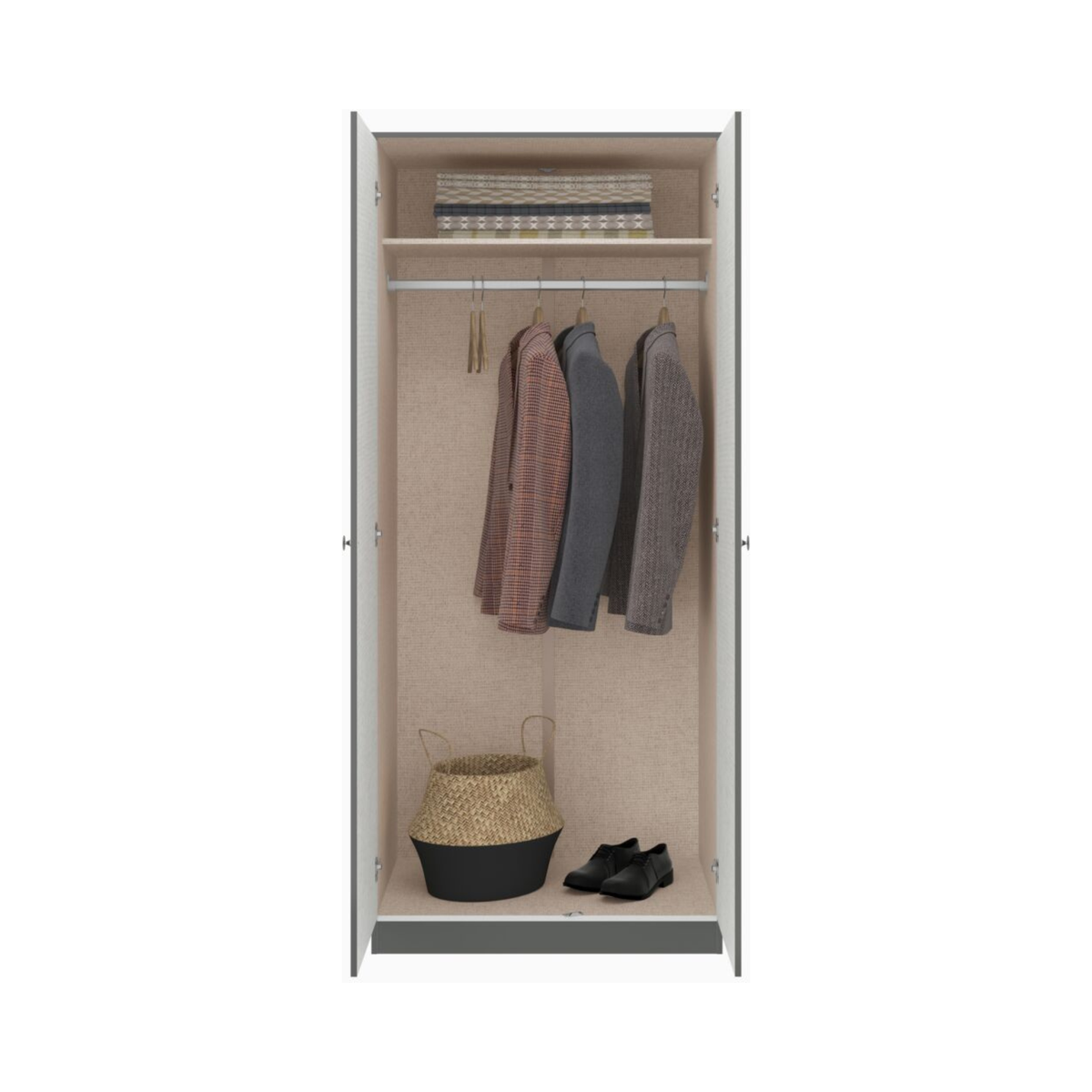 Denver 2 Door Wardrobe – Grey Gloss